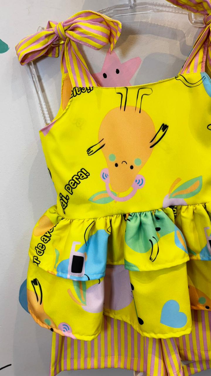 Conjunto Infantil Estampa Pêra Pop | Lá Colorê