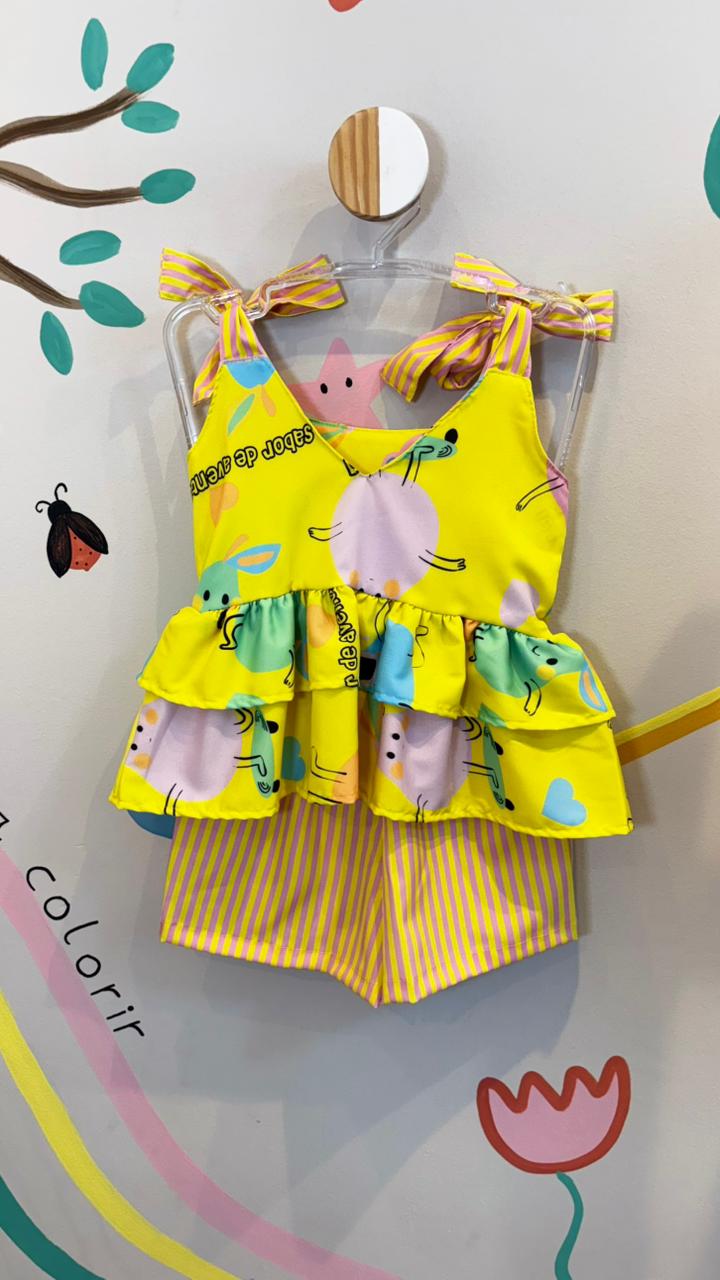 Conjunto Infantil Estampa Pêra Pop | Lá Colorê