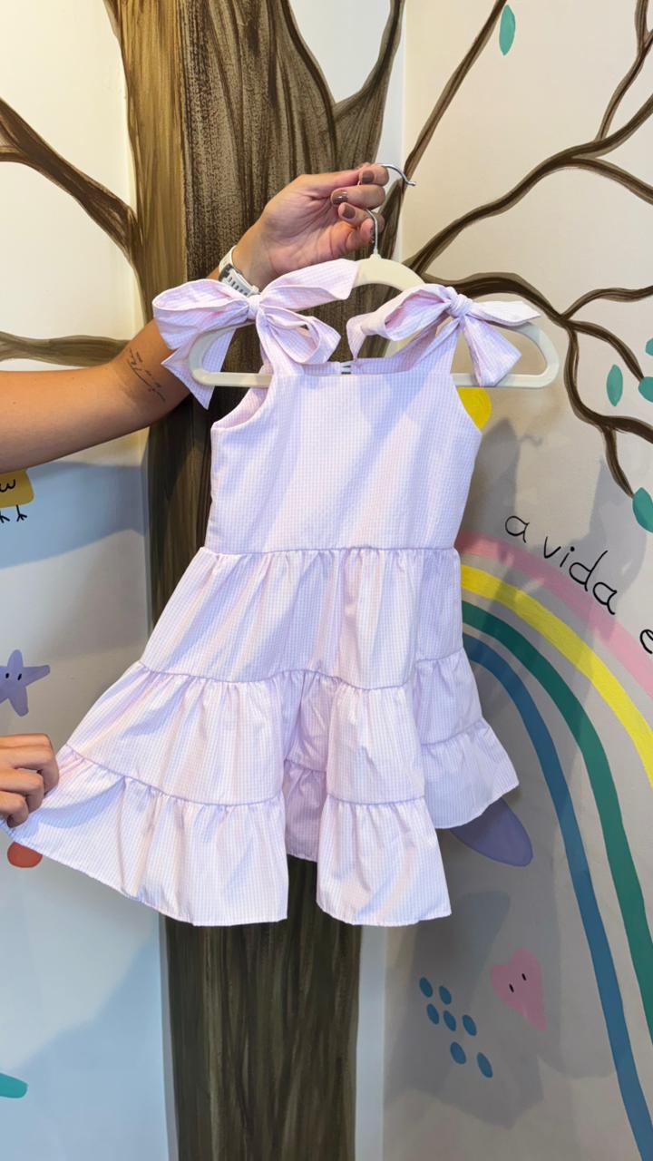 Vestido Infantil Alice Estampa Listras Rosa | Lá Colorê