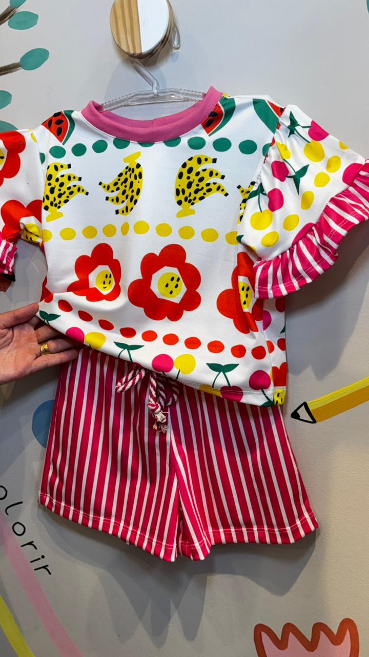 Conjunto Infantil Estampa Frutinhas Divertidas 2 | Lá Colorê