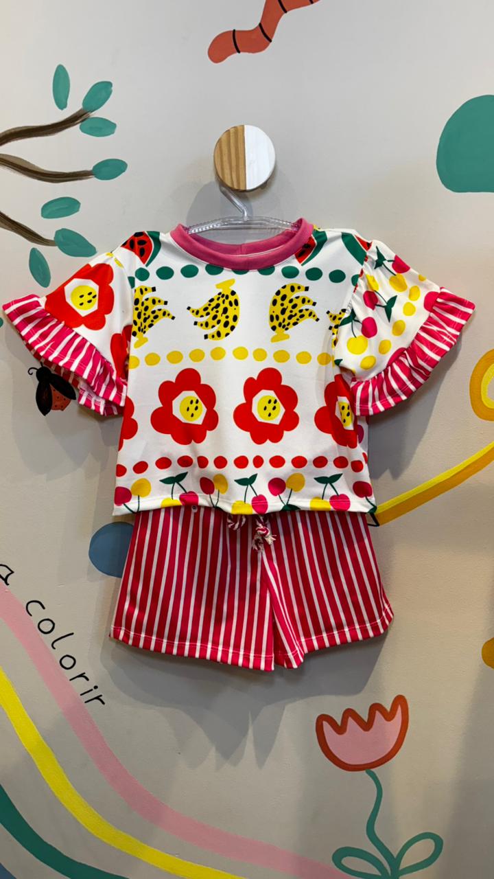 Conjunto Infantil Estampa Frutinhas Divertidas 2 | Lá Colorê