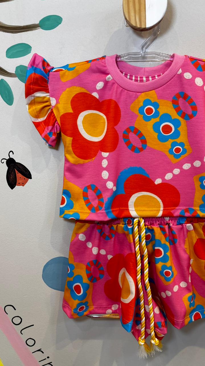 Conjunto Infantil Estampa Flor Mania | Lá Colorê