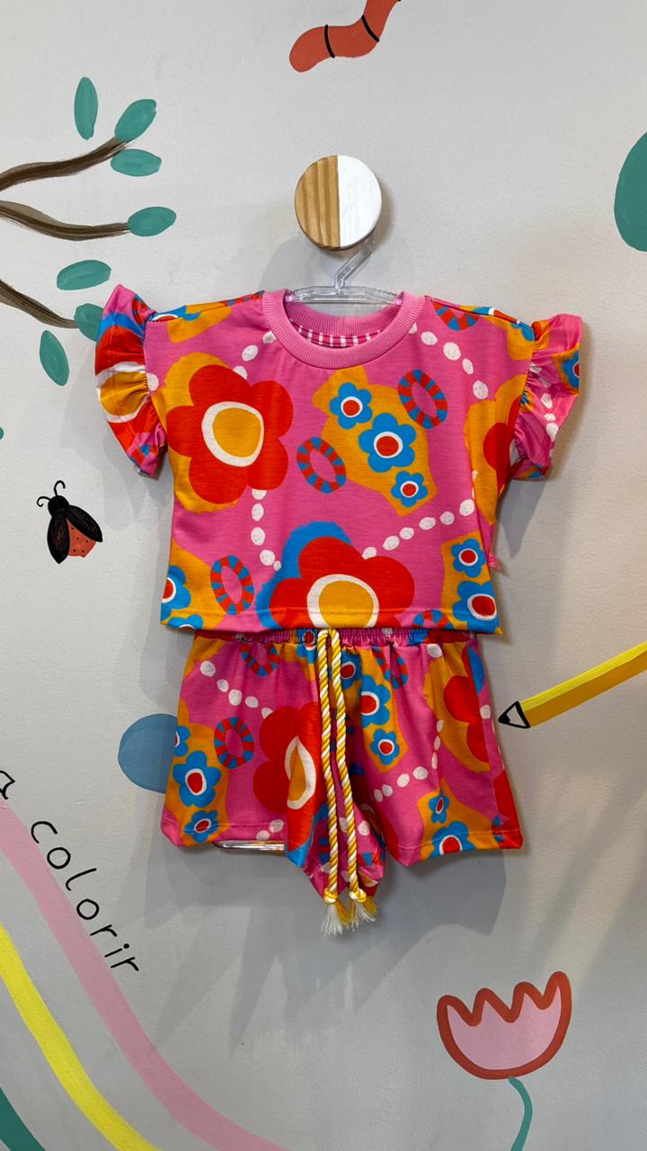 Conjunto Infantil Estampa Flor Mania | Lá Colorê