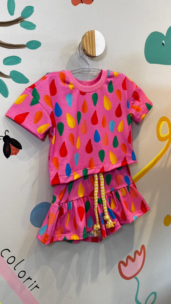Conjunto Infantil Estampa Pingos de Cor | Lá Colorê
