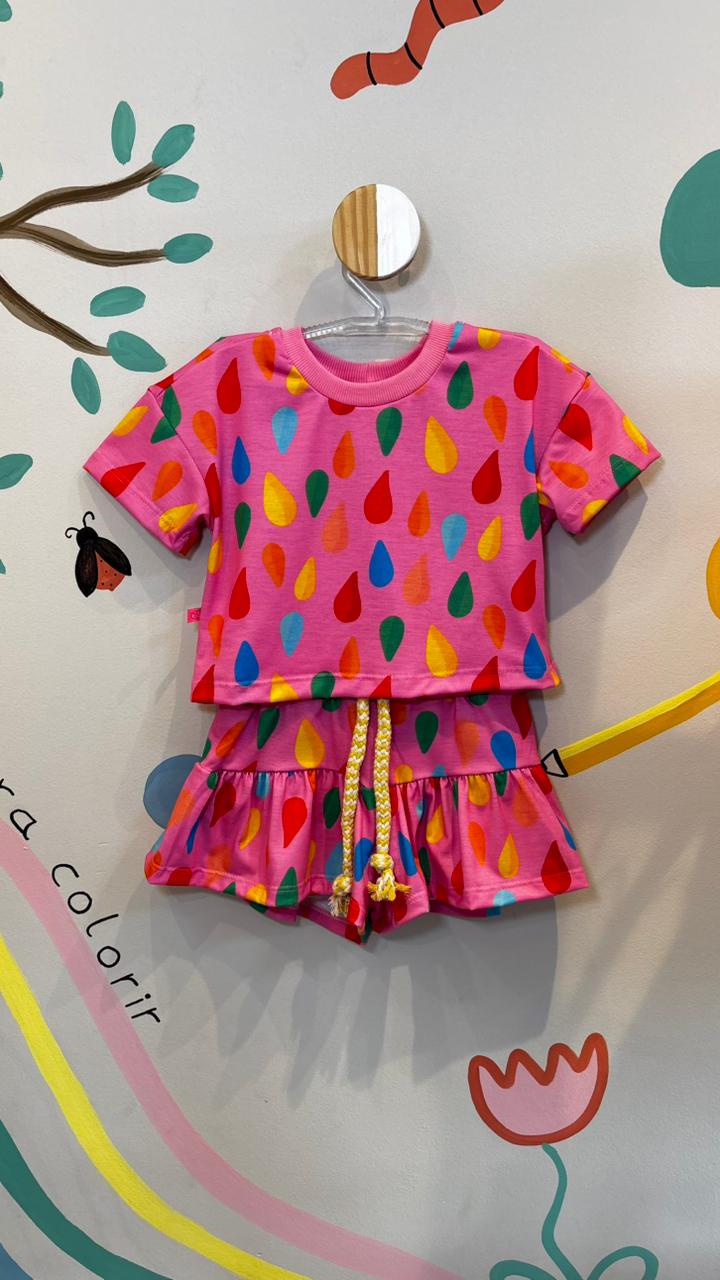 Conjunto Infantil Estampa Pingos de Cor | Lá Colorê