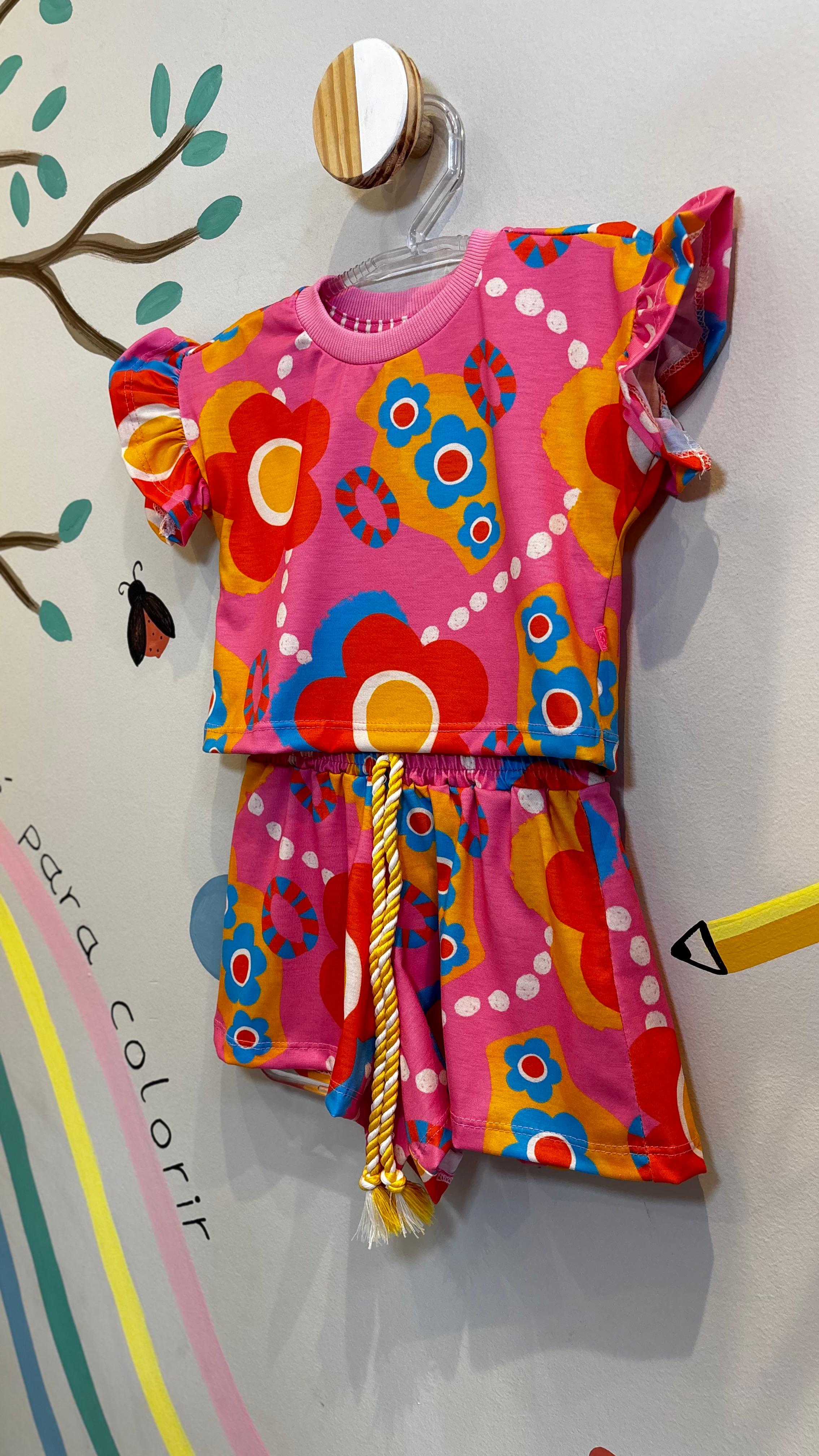 Conjunto Infantil Estampa Flor Mania | Lá Colorê
