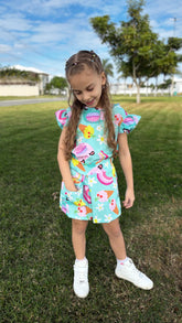 Conjunto Infantil Feminino Doce Encantado Azul claro | Lá Colorê