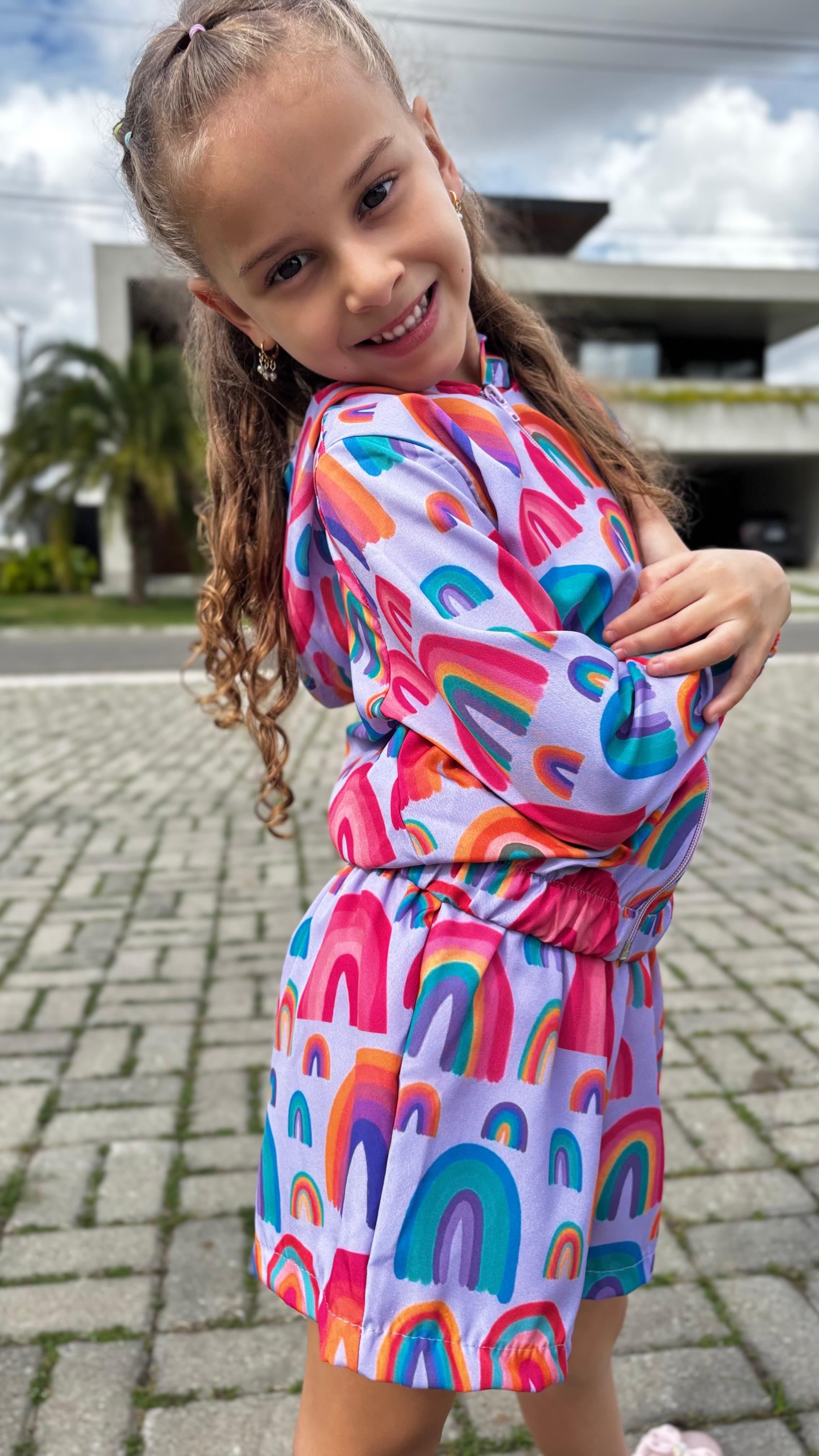 Conjunto Jaqueta Bomber Arco-Íris | Lá Colorê