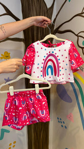 Conjunto Infantil Rainbow Pink | Lá Colorê