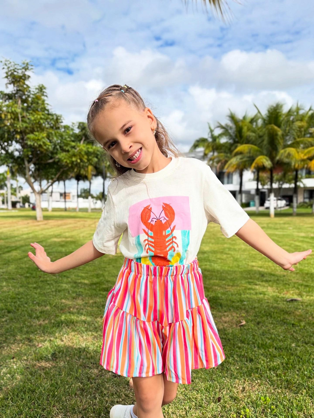 Conjunto Infantil Blusa 100% Algodão + Short Godê | Lá Colorê