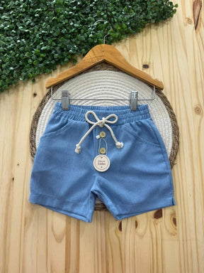 Bermuda Infantil em Linho Azul Bebê | Lá Colorê