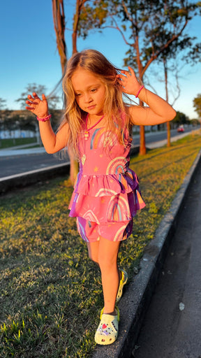 Conjunto Infantil Estampa Arco-Íris Antonela | Lá Colorê