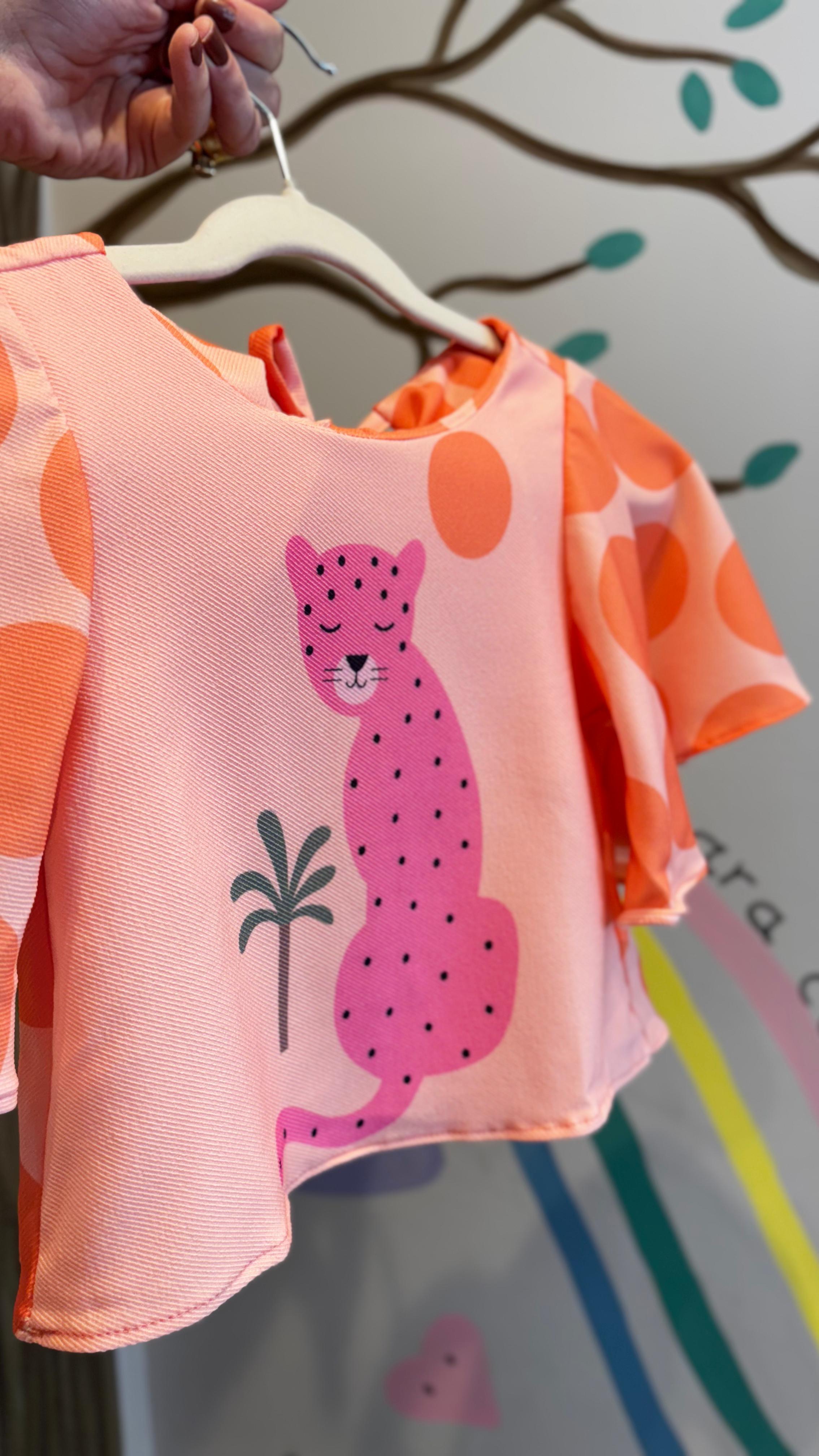 Conjunto Infantil Estampa Oncinha Laranja | Lá Colorê