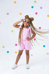 Conjunto Infantil Tricoline Liso Rosa Bebê | Lá Colorê