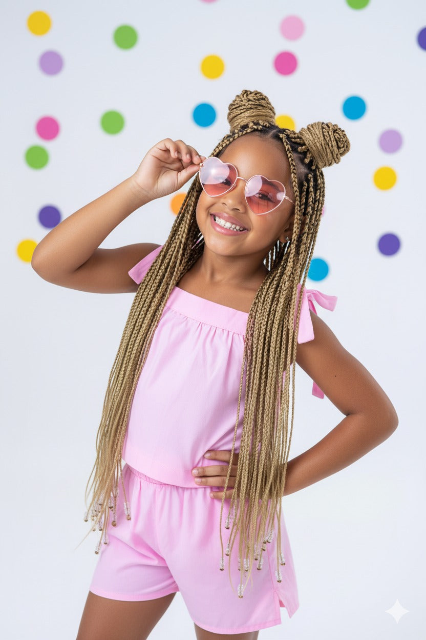 Conjunto Infantil Tricoline Liso Rosa Bebê | Lá Colorê