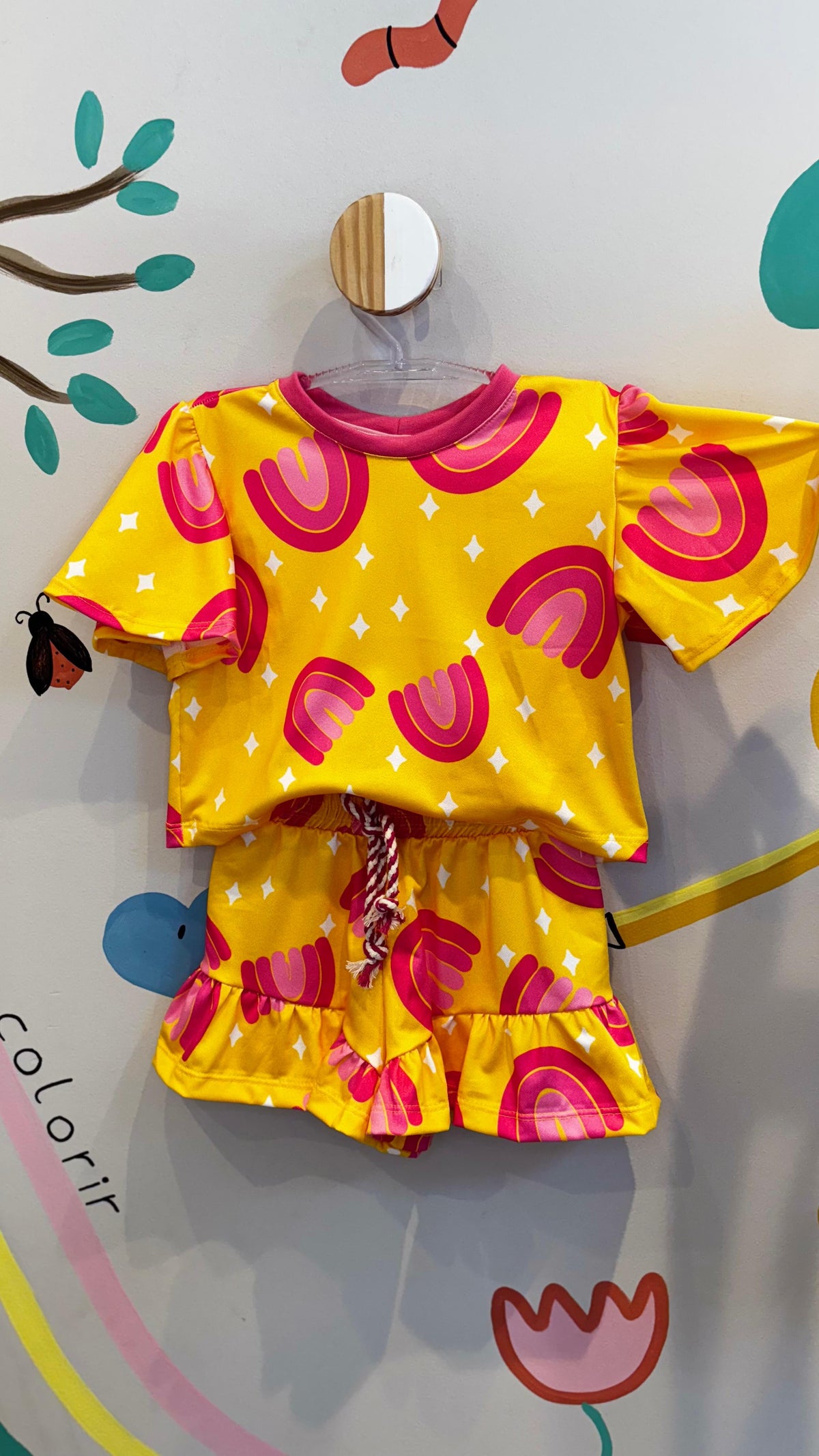 Conjunto Infantil Estampa Arco-Íris Pink Confort | Lá Colorê