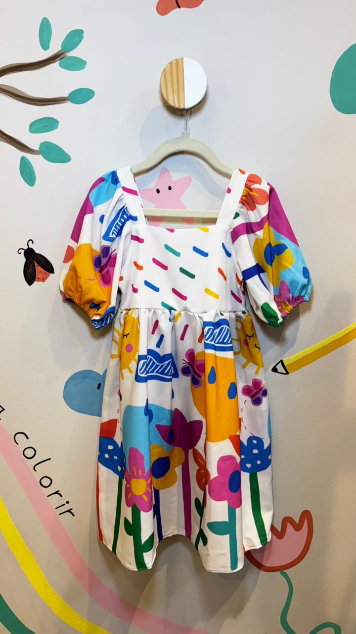 Vestido Infantil Estampa Colorê | Lá Colorê