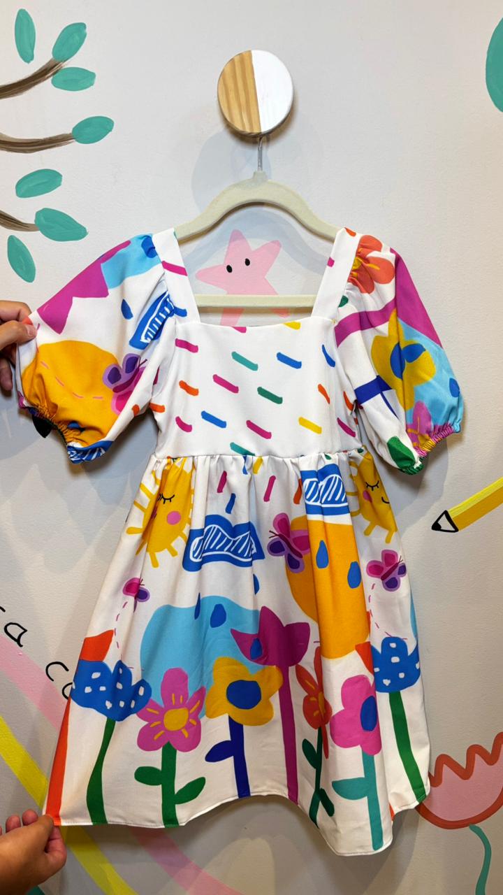 Vestido Infantil Estampa Colorê | Lá Colorê