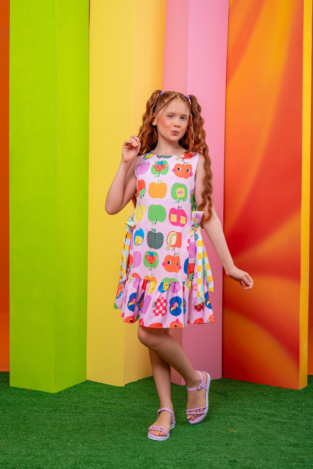 Vestido Infantil Estampa Festival das Frutas | Lá Colorê
