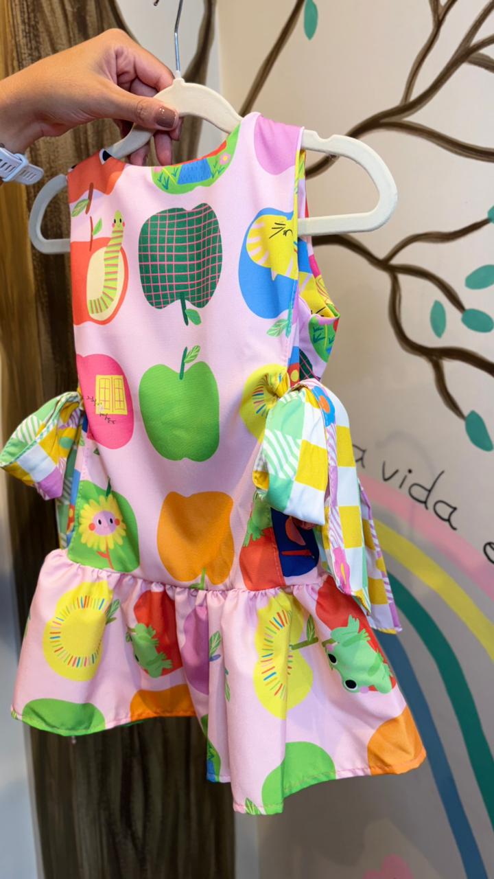 Vestido Infantil Estampa Festival das Frutas | Lá Colorê