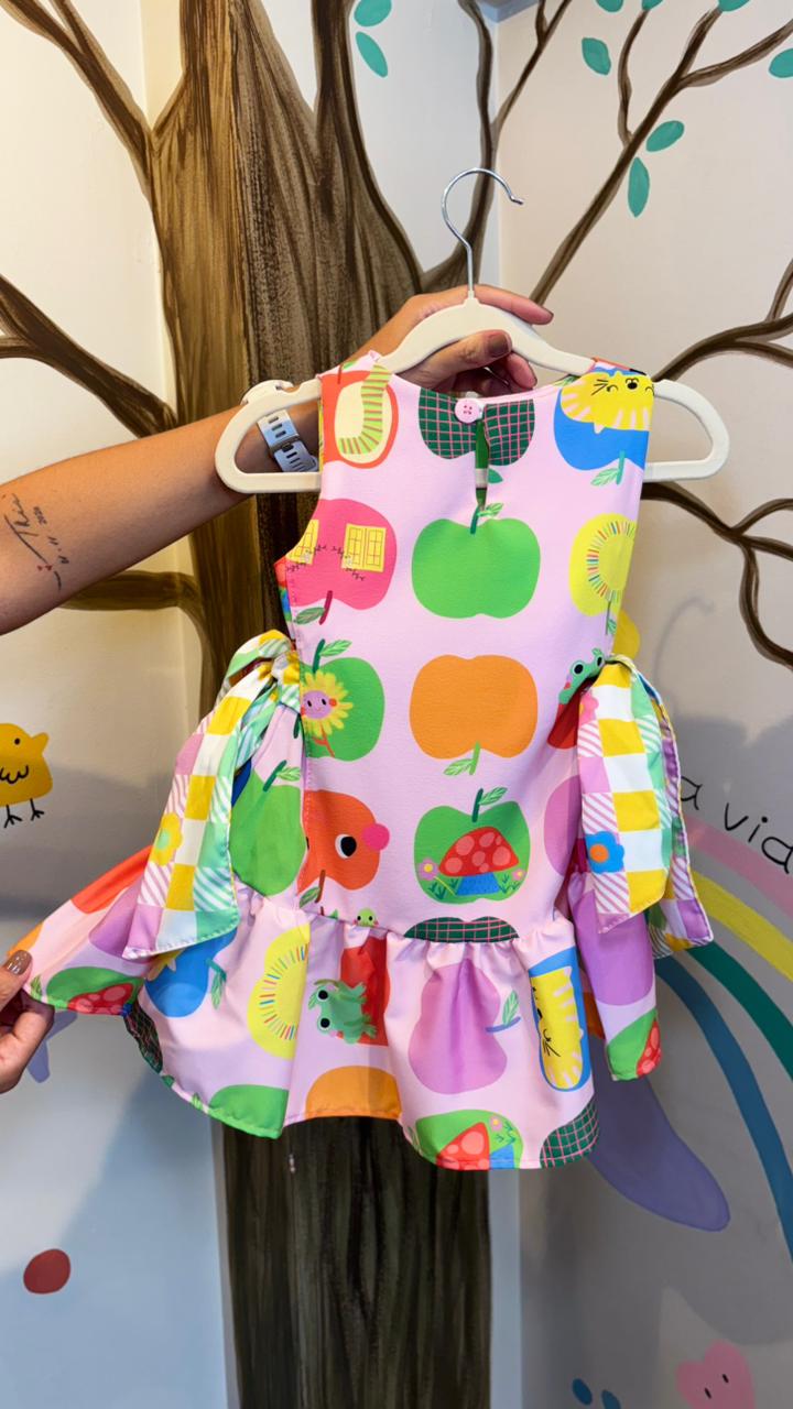 Vestido Infantil Estampa Festival das Frutas | Lá Colorê