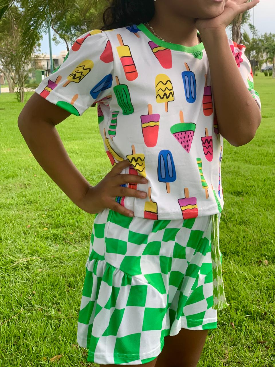 Conjunto Infantil Estampa Picolé | Lá Colorê