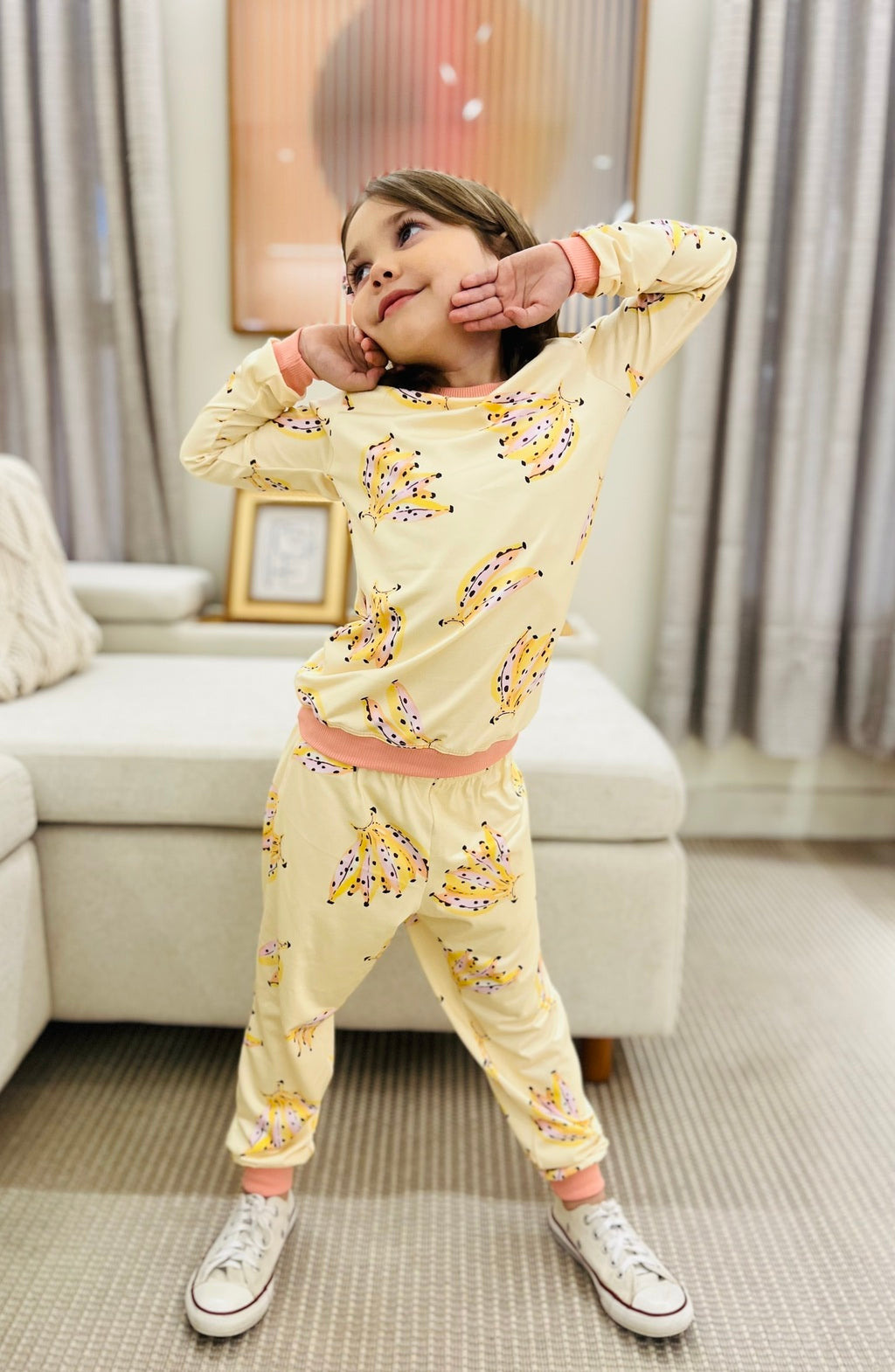 Conjunto Infantil Feminino Amarelo Banana Manga Longa | Lá Colorê