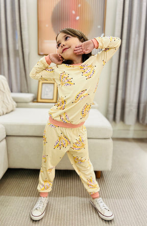 Conjunto Infantil Feminino Amarelo Banana Manga Longa | Lá Colorê