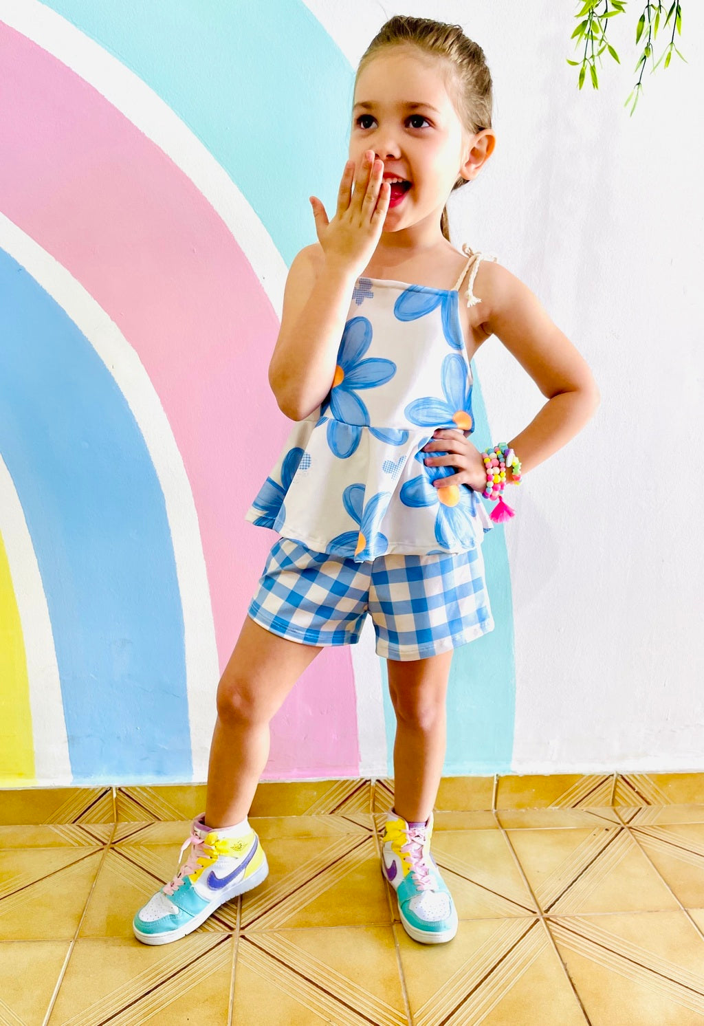 Conjunto Infantil Estampa Flor Azul | Lá Colorê