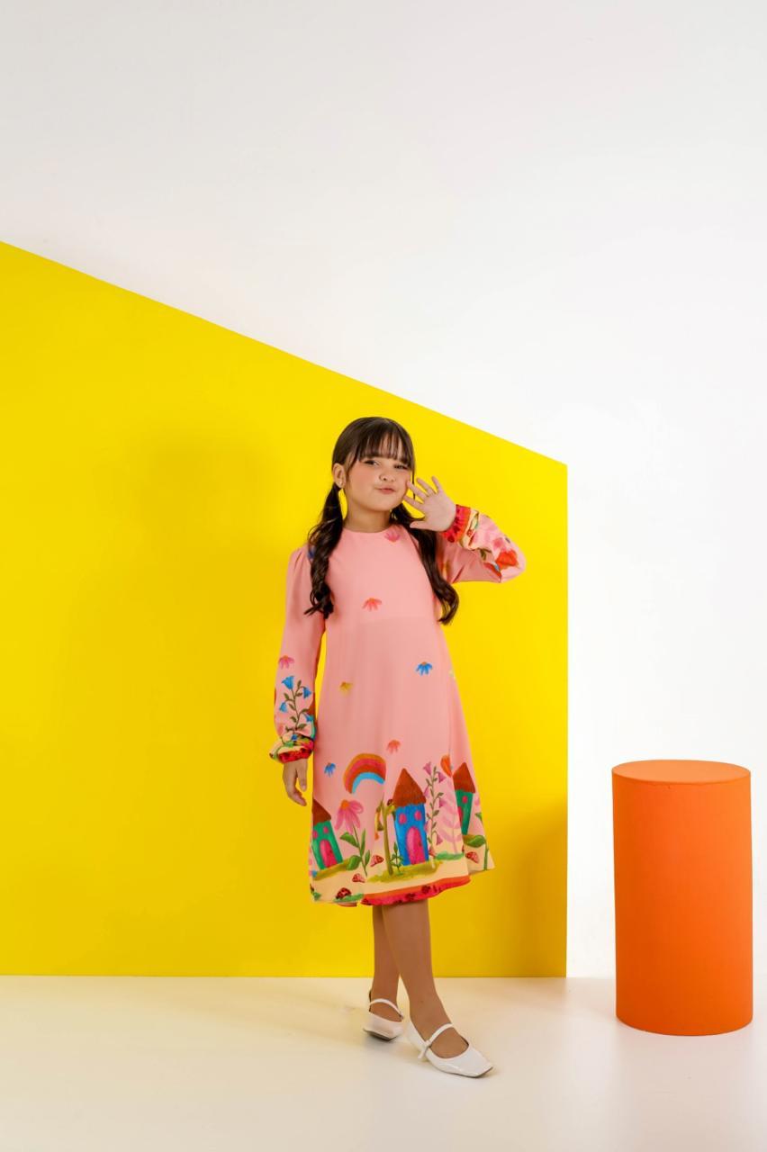 Vestido Infantil Manga Longa Vila Encantada| Lá Colorê