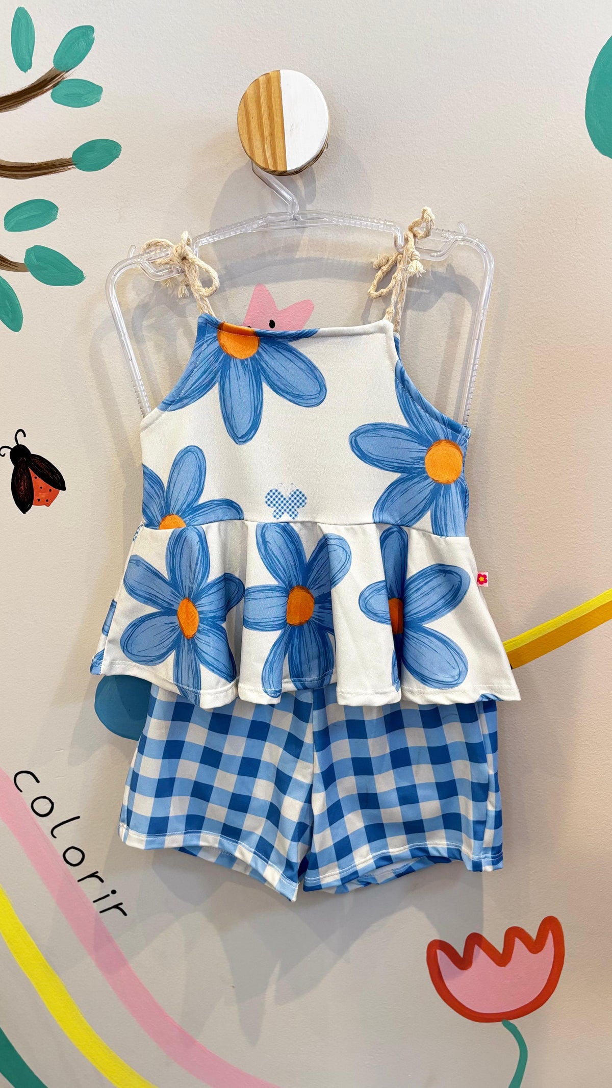 Conjunto Infantil Estampa Flor Azul | Lá Colorê