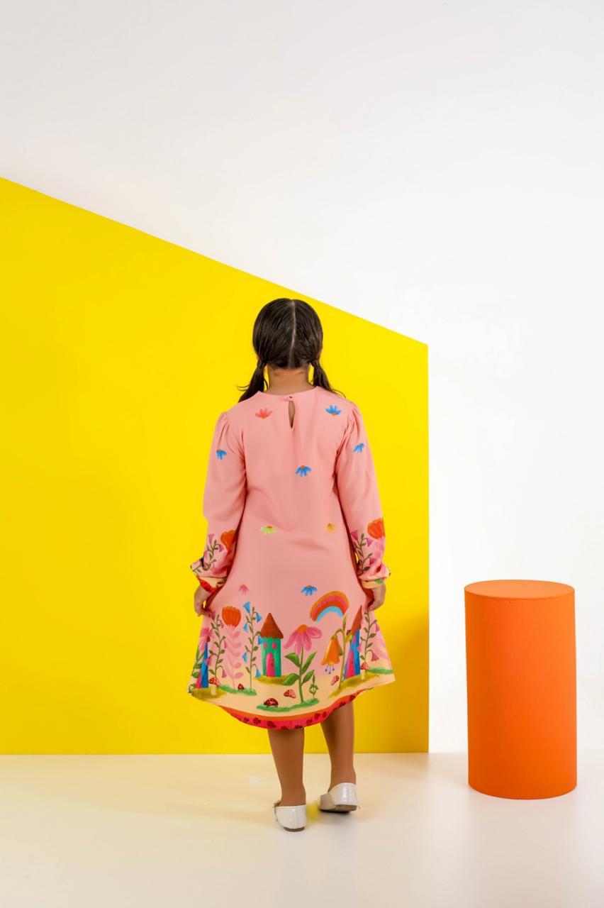 Vestido Infantil Manga Longa Vila Encantada| Lá Colorê